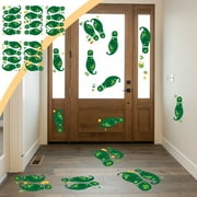IPEWLEX 5 Sheets St. Patrick's Day Leprechaun Footprints Decals - 20 Pairs Removable Wall/Window Decorations for Home, School, Office